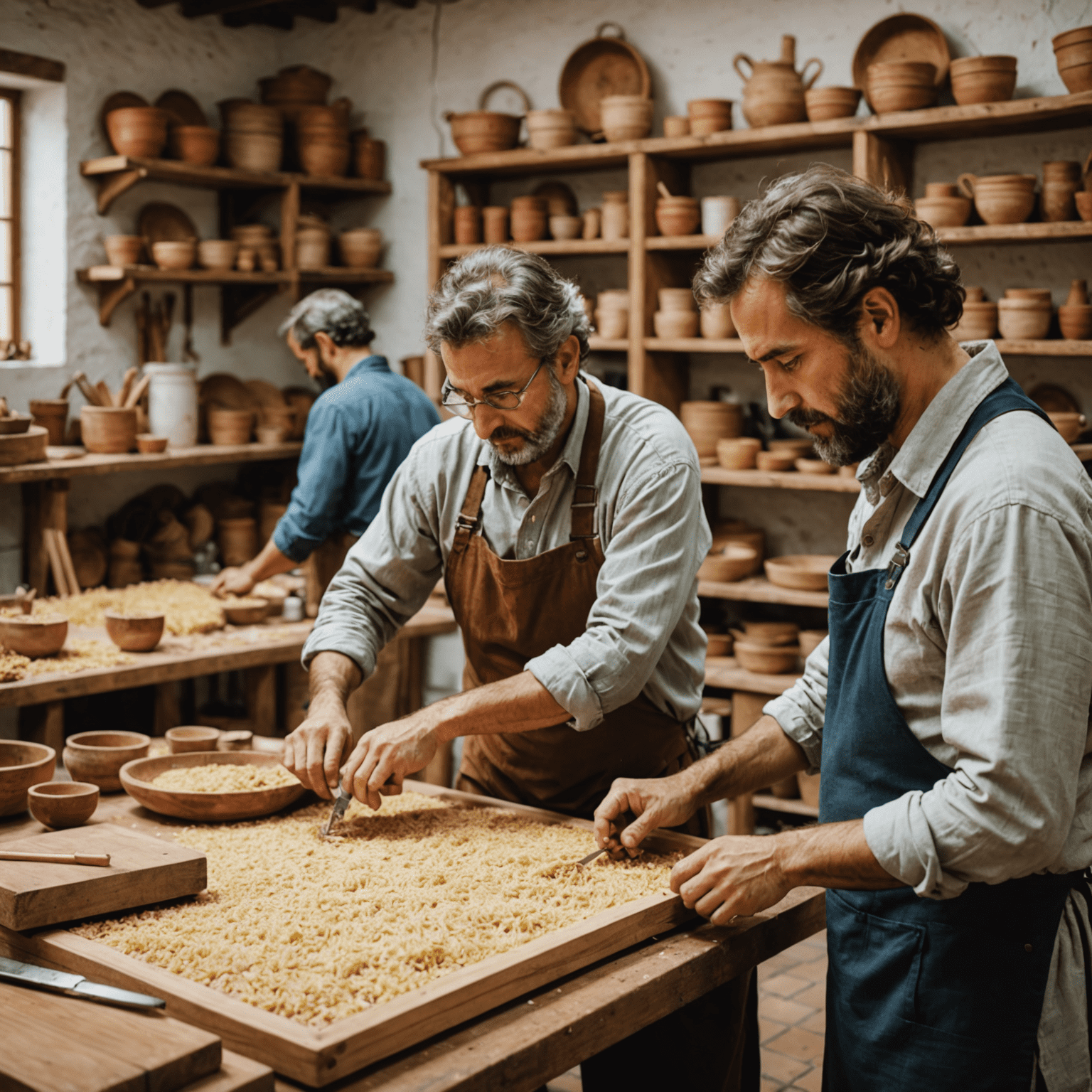 Imagen pixelada de un taller español, mostrando la producción artesanal de Bouncify